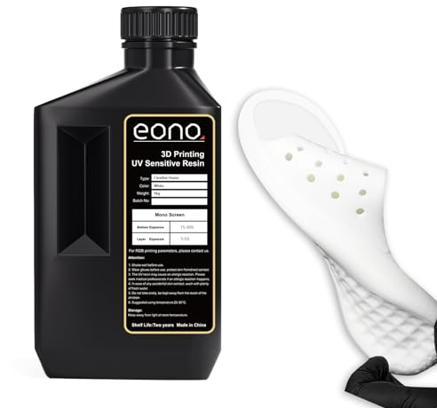 EONO Flexibles 3D Drucker Resin (Shore 80A) 3D Druck Resin Weiches Gummi/TPU-ähnliches Resin, Hohe Dehnung, 405nm Schnelle UV Resin für LCD Drucker, Weiß 1000g
