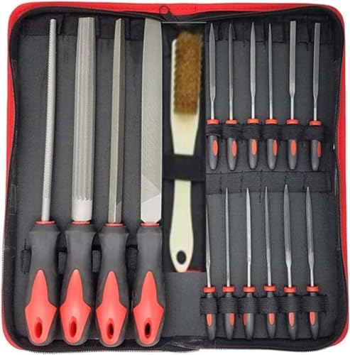 Metall-Raspelfeile, Nadelfeilen-Set, 17-teiliges Metallfeilen-Set, geschmiedete Stahlfeilen for Metall- und Holzfeilenanwendungen, einschließlich runder, halbrunder, diamantierter, flacher und dreifac
