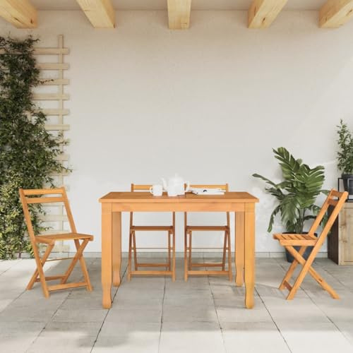 vidaXL Sillas de Terraza Plegables 4 uds, Asientos con Respaldos, Sillas de Comedor, Muebles para Jardín Patio Balcón Bistró, Madera Maciza de Acacia