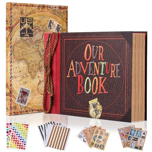Abenteuerbuch, Tagebuch, Fotoalbum, Sammelalbum mit festem Einband, Reise-Scrapbook für Jahrestag, Geschenk für Paare, Hochzeit, Geburtstag, Weihnachten