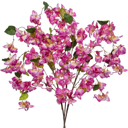 Briful Künstliche Bougainvillea Blumen – 120 cm hängende Kunstblumen Wie Echt – Deko Seidenblumen für Hochzeitsdeko, Wanddeko, Balkon, Garten, Wohnzimmer, Lila