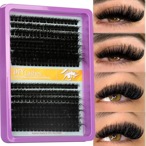 C Curl Lash Clusters Extensions Eye Lashes Clusters 100D Fluffy Lash Cluster Wispy 280 Pcs tatti Lashes Individual Clusters Makeup at Home - DIY Eyelash Clusters Extension Kit (9-18MM) Mix