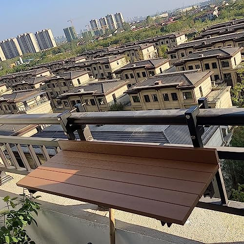 Balkon-Stehtisch für Geländer, Balkon-Hängetisch, Balkongeländer-Tisch, Balkongeländer-Beistelltisch, Außen-Beistelltisch, Tischplattenverlängerung, klappbar, tragbarer Terrassentisch für Garten, Ver