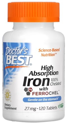DoctorsBEST Doctor's Best - High Absorption Iron | High Bioavailability, 27 mg Iron - 120 Tablets