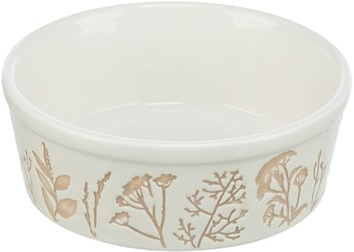 TRIXIE Keramisk foderskål, 1,2 l/ø 20 cm, vit/taupe