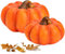 Zierkürbisse orange als Herbst-Deko 2er Set in 16, 19 cm - Keramik Deko-Kürbisse als wetterfeste Outdoor Gartendeko - Kürbis-Deko als Erntedankfest Zimmer-Deko oder draußen Haustür Halloween Deko
