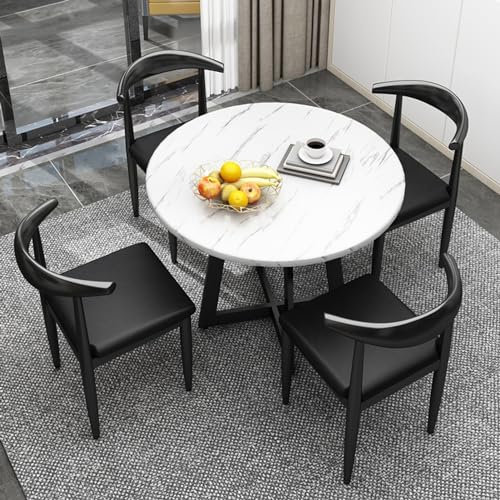 Moderner Empfangstisch Konferenztisch Set für Büro mit 4 Stühlen schwarz