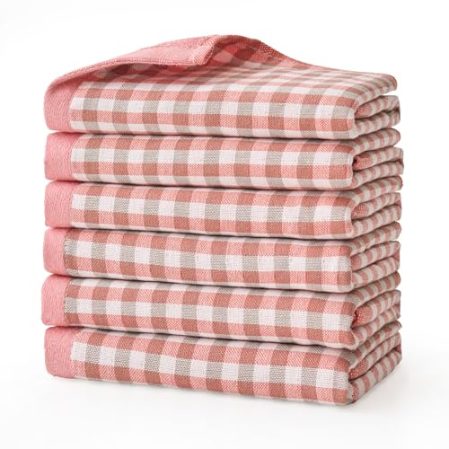 Arwllzz Juego de 6 Paños de Algodón para Lavar Platos 34 x 34 cm Paños de Cocina Trapos Absorbentes Trapos Cocina con Estampado Cuadros Paños de Limpieza para Lavar Platos Ventanas de la casa