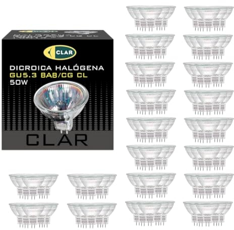 CLAR - Ampoule Halogène 50W, 12V GU5.3, Spot Lampe (Pack de 100)