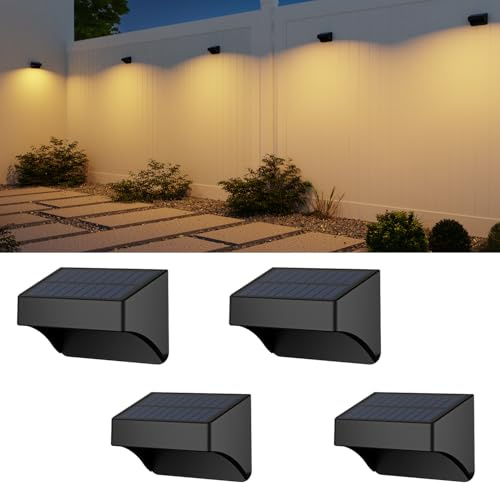ZCXLIGHT Solar Fence Lights Outdoor,Fence Solar Lights Outdoor Waterproof Led IP65 with10 Fixed Colors ＆ RGB Color Changing for Wall Backyard Step Railing Patio Pool Porchaily&Holiday Decorations (4)