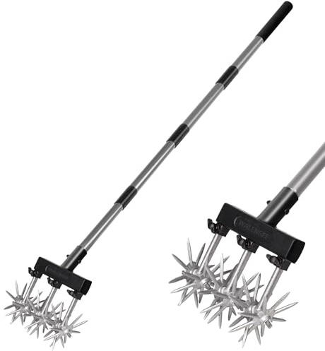 Walensee Rotary Cultivator Garden Tool, Adjustable Hand Tiller with Long Handle, Manual Soil Crusher for Breaking Up Clods, Seedbed Prep, Reseeding, Aerating Raised Beds, Garden, Yard & Lawn