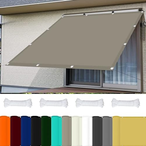Vela ombreggiante impermeabile ad angolo retto 5 x 5,3 m, per esterni, giardino, cortile, quadrato, vela parasole in colore cachi, materiale in poliestere resistente, protezione UV, vela baldacchino
