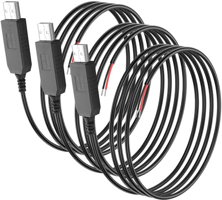 SinLoon Cable DC Boost – 3 unidades USB 5 V a 12 V Step-Up Converter, USB 2.0 macho de grano desnudo, adecuado para cámaras, mini altavoces, etc. (0,98 m)