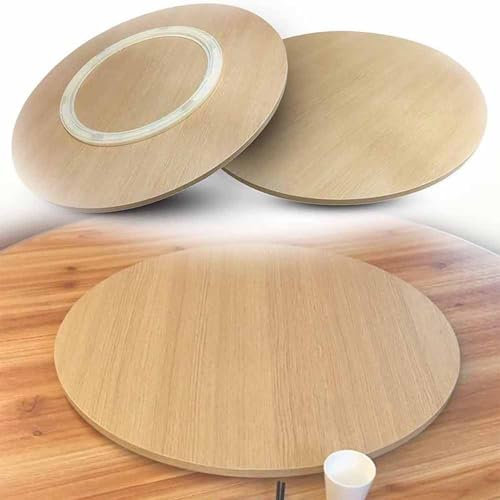Decmiroor Grand Plateau de Service Rond en Bois pour Table À Manger, Rotatif à 360° Assiette Tournante pour Cuisine Ø 50-100 cm Aucun Assemblage Nécessaire(Wood Color,50cm)