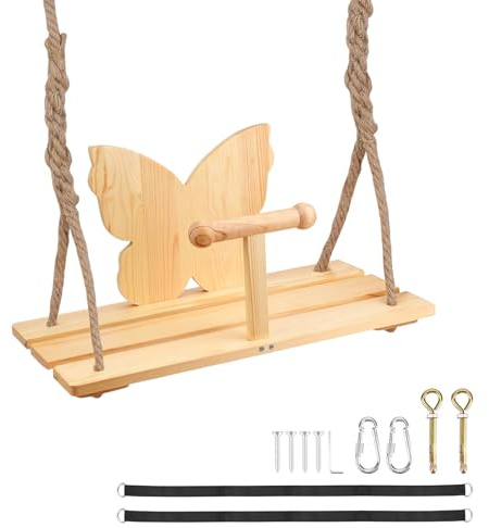 CXRYLZ-FUR Columpio Jardin Exterior, 60 x 30 cm, Columpio Infantil para Exterior e Interior, para Niños y Adultos, Cuerda de Cáñamo Ajustable de 2 m