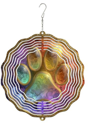 Pfoten-Windspiel, fantasievolle bunte Wirbel, Sommer, Regenbogen, Metall, 3D-Windskulpturen, Ornamente, Geschenke für Garten, Terrasse, Veranda, Balkon, Heimdekoration, 30,5 cm