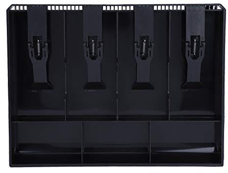 CHICIRIS Kassenschubladen-Registerablage, 4 Scheine, 3 Geld-Organizer, Ersatz für Geldaufbewahrungsbox mit Starker Feder, Bogendesign, ABS-Kunststoffmaterial, ß (Black)
