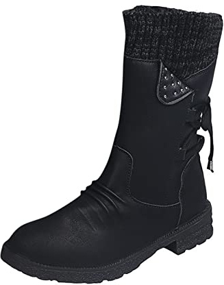 Botas de mujer negras cálidas de fieltro para senderismo, botines para hombre y mujer, botas de invierno, botas de invierno, botas de invierno forradas, Negro , 42 EU
