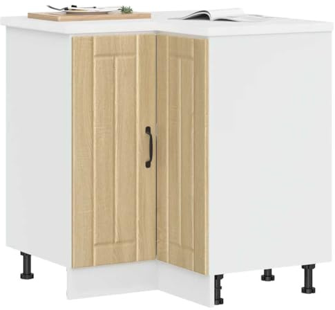 Teenpull Lucca Küchen Eckunterschrank Sonoma-Eiche Holzwerkstoff Stauraumschrank Vorratsschrank mit verstellbaren Füßen, Küchenschrank Buffetschrank Küchenvorratsschrank 75.5x75.5x81.5cm