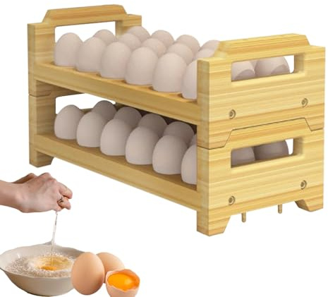 Generico Portauova A Doppio Strato - Organizzatore In Legno A 2 Livelli, Scaffale Impilabile | Legno Di Acacia Rustico, Espositore Da Bancone, Ripostiglio Per Della Fattoria, Uova Di Pasqua Di Pollo