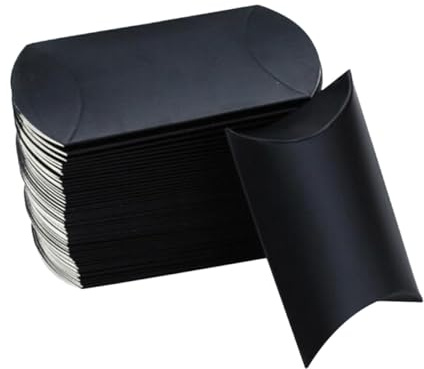 Kraftpapierbox in Kissenform mit Kordel Halloween Feier Schwarz | Papier, Leicht und Tragbar, für Armbänder und Partygeschenke, 60 Stück-pack