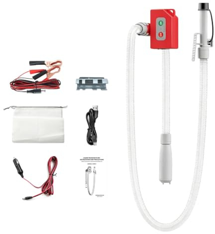 Bomba de combustible eléctrica, con sensor de paro automático, 2,4 GPM, batería recargable, motor sin escobillas, incluye bolsa de transporte, compatible con gasolina, queroseno, diésel