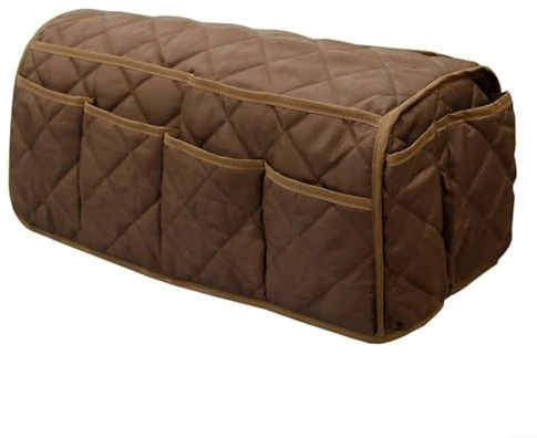Zeroupshop Organizer per bracciolo del divano, con 14 tasche, in cotone, antiscivolo, per riviste telefoniche, borsa portaoggetti pieghevole, per divano reclinabile, viola (caffè)