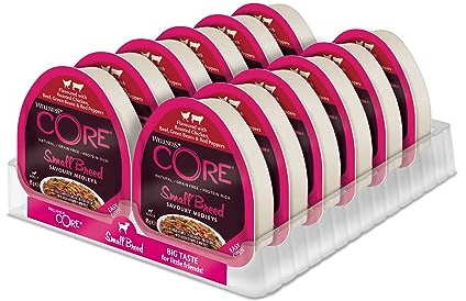 Wellness CORE Small Breed Savoury Medleys, kyckling & nötkött, 12 x 85 g, hundmat våt för små hundar, utan tillsats av socker, spannmålsfri, med hög kötthalt