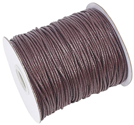 PH PandaHall 100 Yards 1.5mm Waxed Cotton Cord Waxed String Wax Thread Beading Cord Craft String for Bracelet Necklace Jewellery Making Beading Kontting Sewing Macrame Handicrafts, Saddle Brown