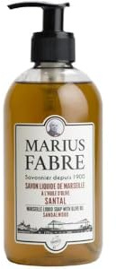 MARIUS FABRE - Savon liquide de Marseille à l'huile d'olive, parfumé au santal, mains et corps, flacon pompe 400ml