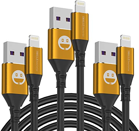 3Pack Apple iPhone Charger Cable 2M,MFI Certified Lightning Cable Long 6 Ft Charging Cord Compatible with Apple iPhone 13 12 11 Pro X XS Max XR/8 Plus/7 Plus/6/6s Plus/5s /5c/iPad Mini Air (Gold)