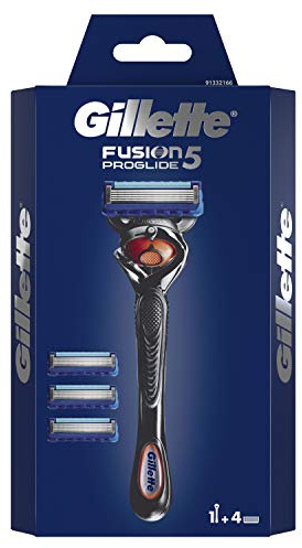 Gillette Fusion 5 ProGlide Rasierer Herren mit Trimmerklinge für Präzision und Gleitbeschichtung, Rasierer + 4 Rasierklingen