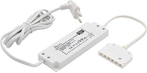 SIRO LED Netzgerät NG53, Netzteil mit Überlastschutz und Kurzschlussschutz, LED Trafo 24V 20W mit 6-fach Verteiler, Kunststoff hellgrau