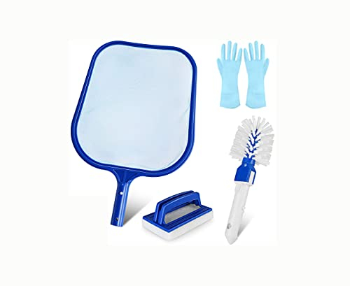 Tiardey Schwimmbadabschäumer, Schwimmbadreinigung Handnetzabschäumer, Zum Reinigen von Schwimmbädern, Gartenteiche, Whirlpool mit Schwammbürste, Reinigungsbürste, Handschuhe