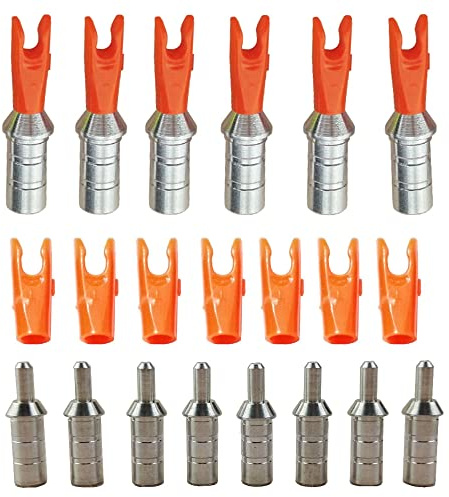 AMEYXGS 50x Encoches de Flèche avec Aluminium Pin Broches en Aluminium Queues de Flèche en Plastique Taille S L pour ID 4.2/6.0/6.2mm Arbre de Flèche