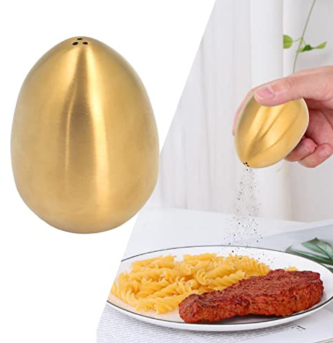 Copper Salt and Pepper Shakers,Egg Shaped Salt and Pepper Shakers,Egg Spice Shaker Stainless Steel Egg Shaped Pepper Shaker for Outdoor Barbecue Restaurant Banquet Party Travel Salt Shaker(Gold),