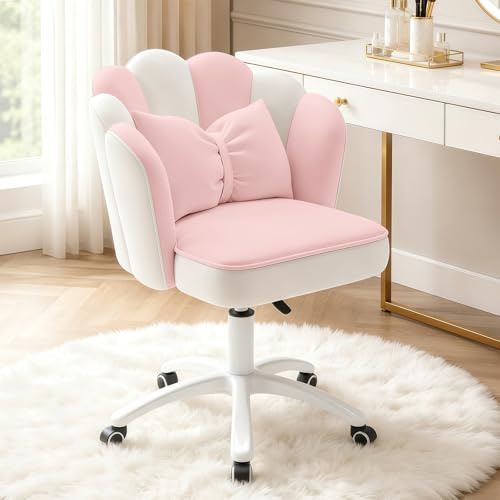 HDHNBA Vanity Sessel Velvet Petal Schreibtischstuhl - Moderner Polstersessel mit Rückenlehne und Steppung, höhenverstellbarer Computer-Arbeitsstuhl für Schlafzimmer und Wohnzimmer