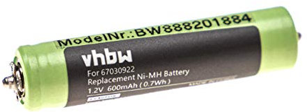 vhbw Akku kompatibel mit Braun Cruzer4 2838, Cruzer4 2878, Cruzer5 2778 Rasierer Haarschneider (600mAh, 1,2V, NiMH)