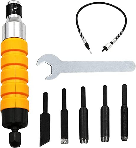 OITTo Herramienta de Talla de cincel eléctrico Cincel de Madera eléctrico Herramienta de Talla de cincel eléctrico (1 cincel + 5 Cuchillas de Talla + 1 Llave + 1 Eje Flexible)