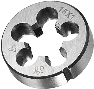 QUARKZMAN M16 x 1.0 Redondo Troquel x 1uds Métrica Máquina Rosca Derecha Mano Roscado para Procesamiento o Reparación Externas Roscas