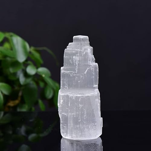 1PC Gesso Naturale Colonna Torre Scultura di Cristallo Artigianato Decorazione Della Casa Regale, Gesso Bianco, 150-190g