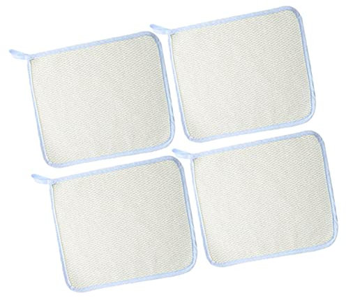 DOITOOL 4pcs Double-sided Exfoliating Bath Cloth Square Nylon Wash Cloth for Quick Dry Scrub Face Use at Home Daily