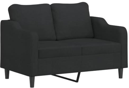 vidaXL Sofa 2-Sitzer, Loungesofa Couch mit Armlehnen Rückenkissen, Wohnzimmersofa Designsofa Metallgestell, Sitzmöbel Zweisitzer, Schwarz Stoff