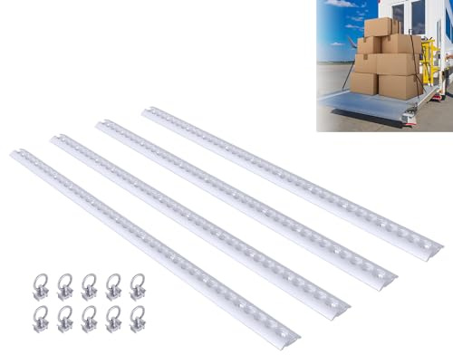 LARS360 Juego de rieles de aluminio para aerolíneas, 4 x 1 m, riel semicircular con 10 clips de cierre plateados, accesorios para camiones, remolques y autocaravanas
