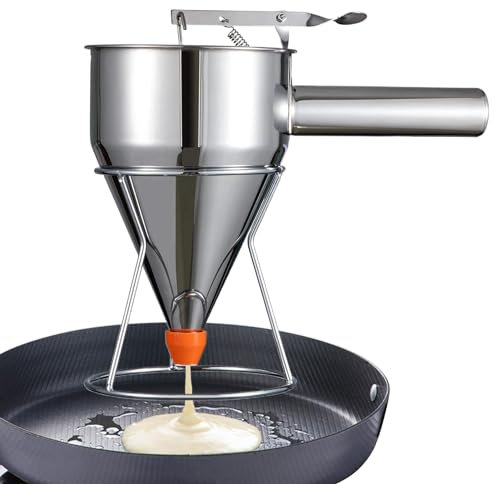 Novent Pancake Dispenser for Dough, Waffle Dispenser for Dough, Multi-Calibre Funnel Cake Dispenser Made of Stainless Steel with Stand, Baking Accessories for Cupcakes, Waffles or Other Baked Goods