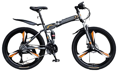 CASEGO Faltbares Mountain-Fahrrad mit hohem Kohlenstoffstahlrahmen, Dreimesser-Einrad, Cross-Country-Fahrrad mit Variabler Geschwindigkeit, geeignet für den täglichen Pendelverkehr (E 26inch)