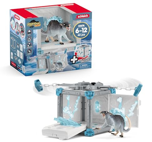 Schleich ELDRADOR | Battle CAVE Eisratte 42676 | ab 7 Jahren | 40 Teile | Set aus ELDRADOR Battle Cave mit Monster, Eisschleuder & Kristall | Battle Caves zur Arena stapelbar