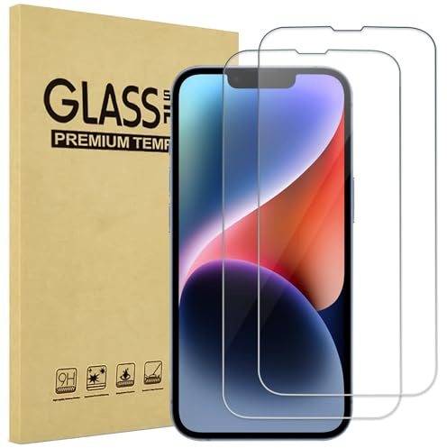 ProCase 2 Stück Displayschutzfolie für 6,1 Zoll iPhone 17e /iPhone 16e /iPhone 14/13 /13 Pro, 9H Gehärtetes Glas Displayschutz Screen Protector Folie für 6.1 iPhone 2026/2025/2022/2021 -Klar