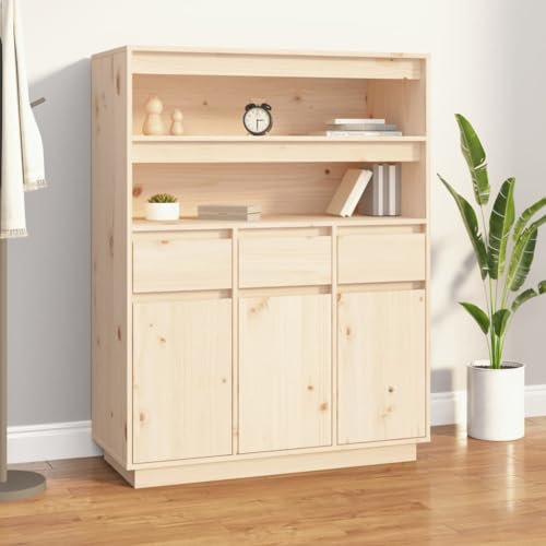 HETFTJN Highboard, Mehrzweckschrank Besenschrank Nachtschrank Büroschrank Geeignet für Wohnzimmer Office Badezimmer Dorm 89x40x116,5 cm Massivholz Kiefer