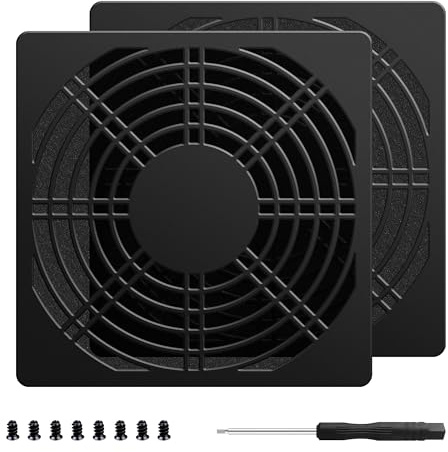 YIMATEECO Dust Filter 120mm Fan Grill Filter, 2Pack PC Chassis Computer Cooling Fan Cover Mesh Plastic Cover Washable Dustproof Protector with Screws for 120mm PC Case Fan (Plastic, 2Pack, Black)